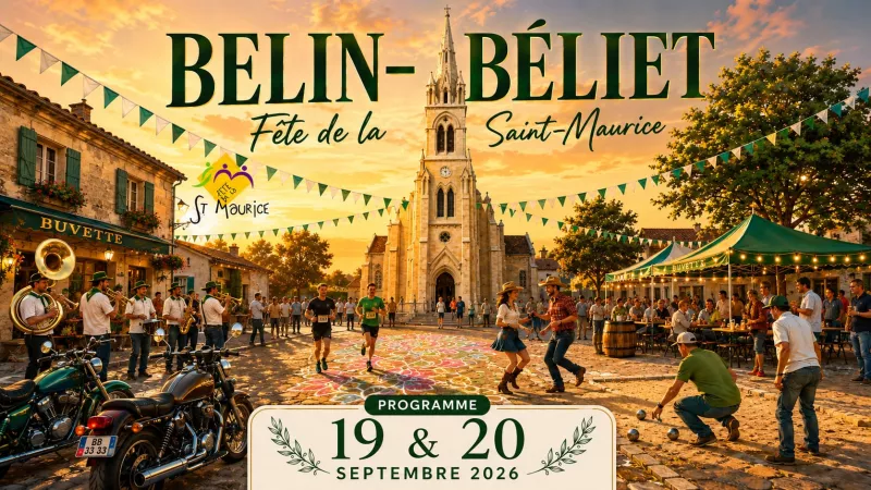Afiche Saint-Maurice 2026 illustrant les différentes activités du week-end : pétanque, bandas, trail, country