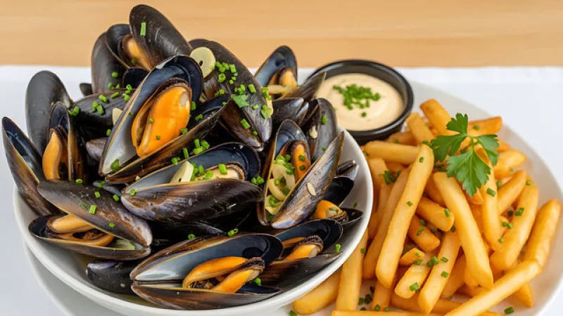 une assiettes de moules frites